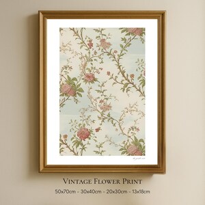 4 size set Vintage Flower Art Print Botanical Wall Decor Borderless/With Mat | 50X70cm - 30X40cm - 20X30cm - 13X18cm | Digital Download