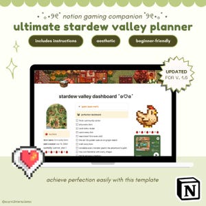 Ultimate Stardew Valley Notion Companion: Track your Bundles, Recipes, Friendship, Fishing and more with this template & achieve Perfection!