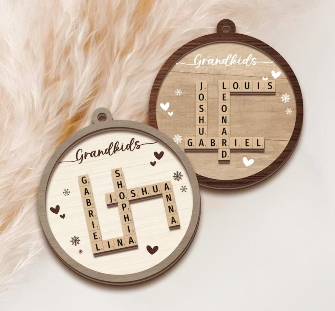 Family crossword puzzle art personalized acrylic ornament family