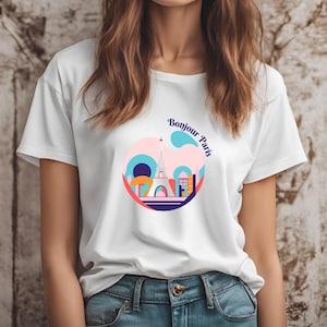 Bonjour Paris レトロヨーロッパシャツ | 家族や旅好きの方へのユニセックスコットンTシャツ | スタイリッシュなバケーションギフト | アドベンチャートラベルTシャツのアイデア