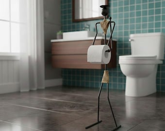 Handmade Metal Toilet Paper Holder, Black-White-Gold, 72x20x20cm, Bathroom Use