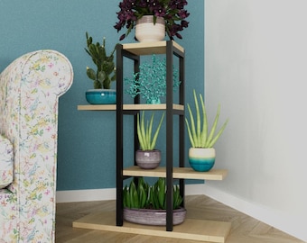 Multi-Tiered Wooden Plant Stand: Space-Saving Balcony & Home Decor