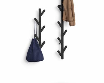 Tree Branch Coat Rack, Vertical Entryway Hooks, Metal Wall Hanger, Modern Storage Decor