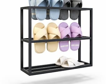 Modern Metal 2-Tier Slipper Rack | Entryway Shoe Organizer