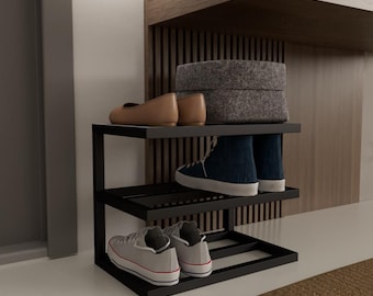 Minimalist Shoe Rack – 3-Tier Metal Shoe Organizer for Entryway