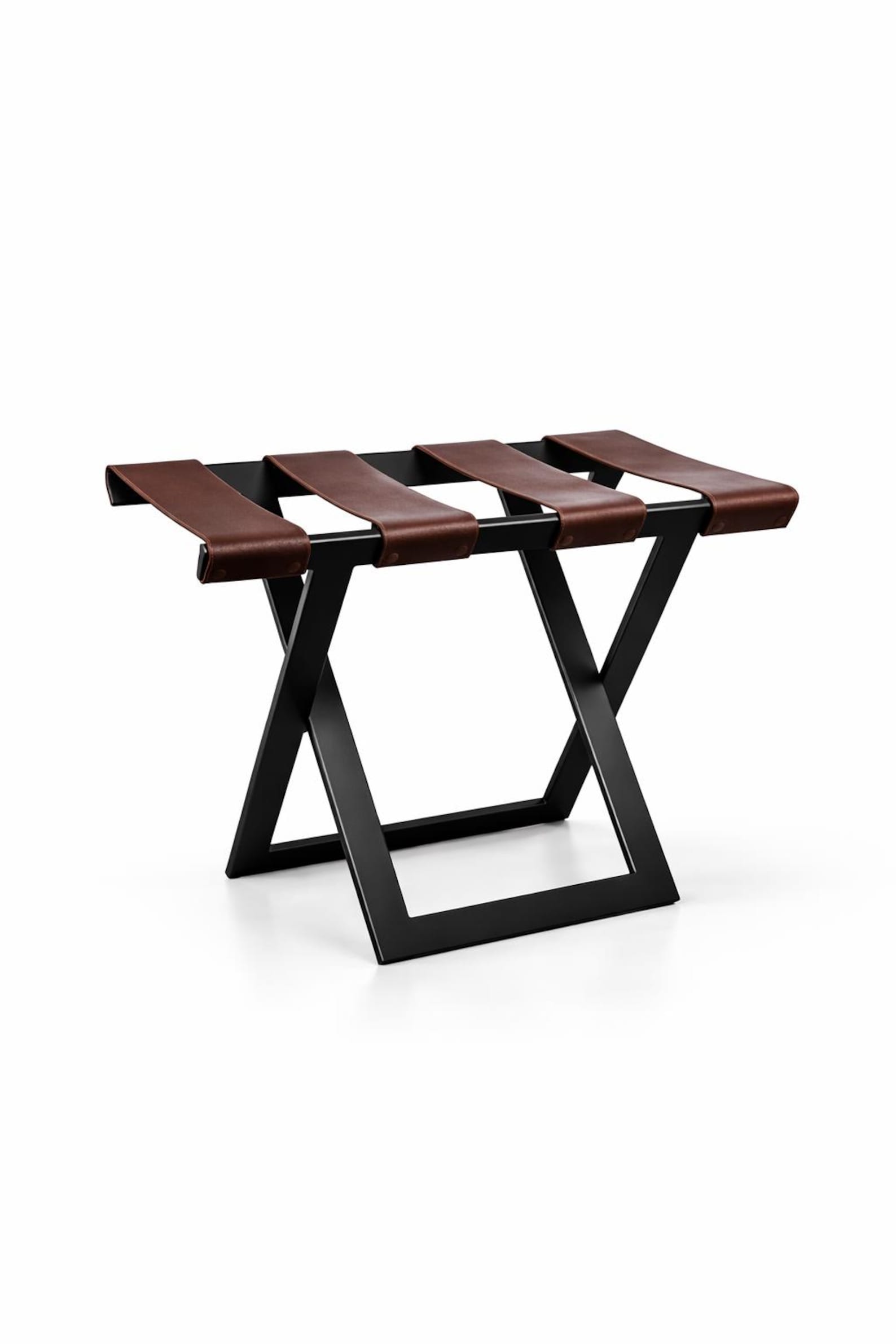 Modern Metal Luggage Rack With Leather Straps, Heavy Duty Hotel Style ...