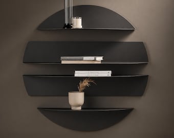 Modern Wall Shelf, Circular Metal Display Rack, Minimalist Home Decor, Contemporary Book Storage