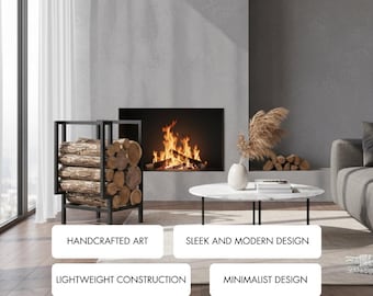 Modern Metal Firewood Rack | Minimalist Log Holder for Fireplace