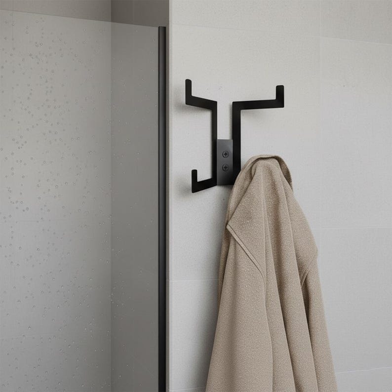 Industrial Robe Industrial Matte Black Wall Hook - Modern Towel & Robe Hanger ...