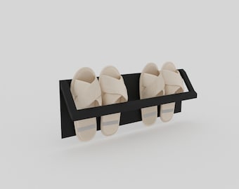 Modern Wall Mounted Slipper Rack | Minimalist Metal Shoe Holder for Entryway | Space Saving Organizer