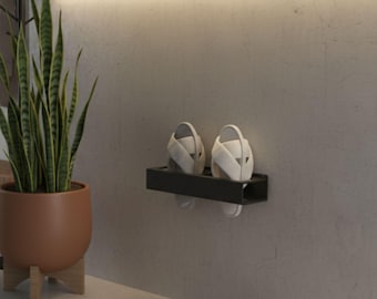 Wall Mounted Slipper Rack | Modern Metal Shoe Shelf | Minimalist Entryway Organizer | Floating Shoe Holder