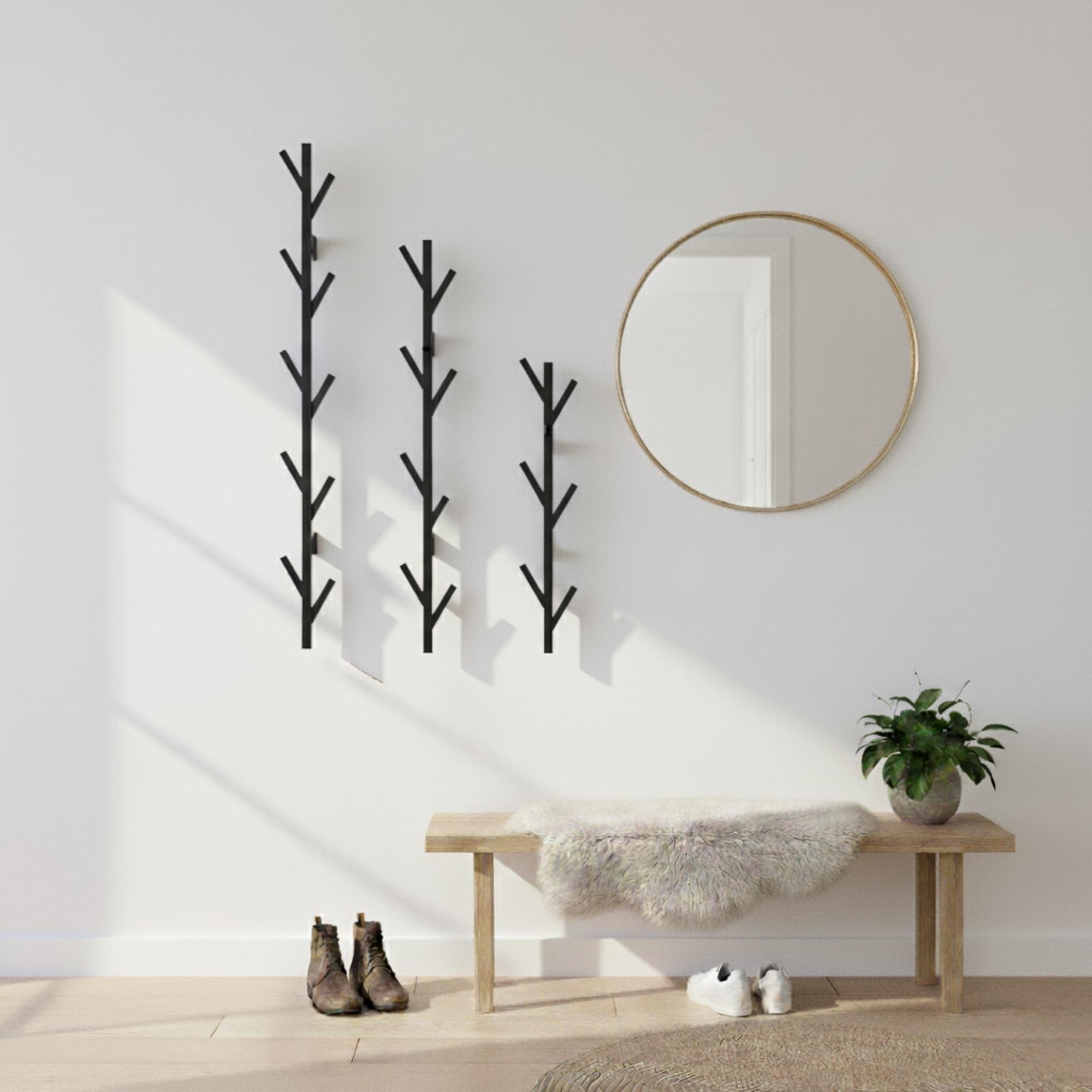 Tree Branch Coat Rack, Vertical Entryway Hooks, Metal Wall Hanger ...