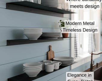 Kitchen Floating Shelf Set, Metal Wall Storage for Airbnb and Modern Homes