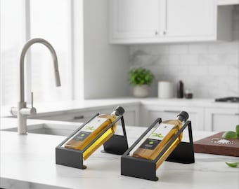 Modern Metal Olive Oil Bottle Holder for Kitchen Counter, Minimalist Timeless Design