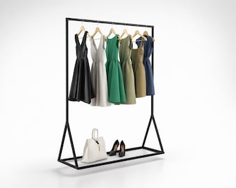 Freestanding Metal Clothing Rack, Modern Garment Stand for Bedroom, Entryway & Boutique Spaces