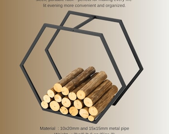 Stylish Geometric Log Holder | Portable Firewood Caddy for Fireplace & Fire Pit | Metal Wood Rack