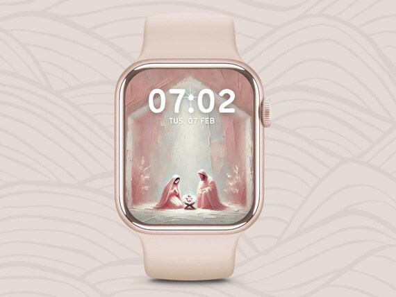 Nativity Apple Watch Face, Religious Wallpaper, Christian Background, Christmas Smartwatch Wallpaper, Baby Jesus, Jesus Christ, Pinkmas