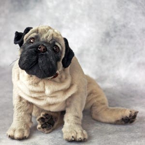 Pug, Realistic Dog Replica, Pet Portrait, Plush dog