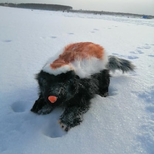 Custom realistic skunk plush.Art doll animal. Pose skunk. skunk art doll. skunk realistic plush