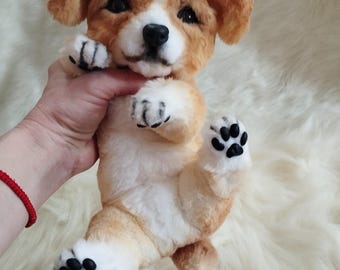 Realistic Plush Puppy Dog OOAK Realistic Plush Dog Plush Collectible Toy Animal Portrait Pet Photo Dog