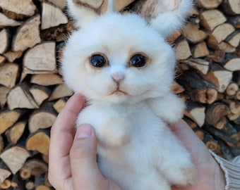 Hase klein Plüschkaninchen Stofftier handgemacht realistisch Tiere Stofftier Hase aus ECO Fell