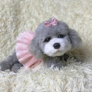 grey poodle dog puppy realistic plush toy