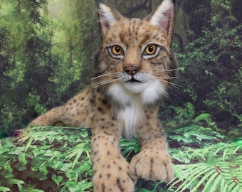 Lynx realistic plush toy . wild cat . OOAK . art doll animal . stuffed animal cat