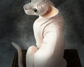 Sphynx cat replica, Realistic cat, Plush toy, Pet Portrait, Soft sculpture, Realistic Plush, OOAK