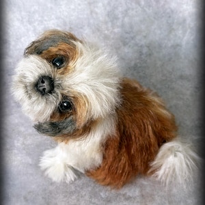 Shih tzu, Realistic Dog  replica, Plush  puppy,  Pet Portrait, Soft sculpture, OOAK