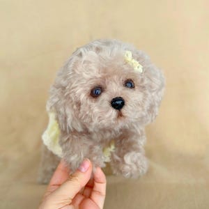 lilac poodle dog puppy realistic plush  toy