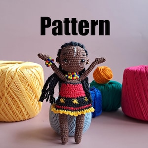 Pattern African Baby Doll, Crochet African Doll, Pattern Little African Doll, Crochet Black Doll