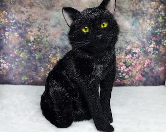 Hemoton - Figura de gato de peluche de Halloween, diseño de gato, negro, realista, juguete de juguete para realista, 30 cm, color negro Hemoton - Figura de gato de peluche de Halloween, diseño de gato, negro, realista, juguete de juguete para realista, 30 cm, color negro