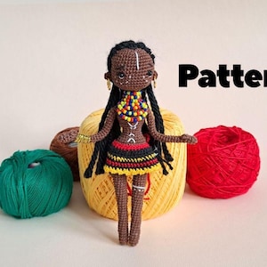 Crochet African Doll, Pattern Crochet African doll, Pattern Black Doll, National african doll
