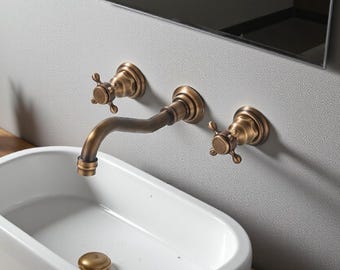 Badezimmer Waschtisch Wasserhahn, Wandhalterung Antike Messing Bastmischbatterie