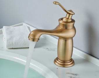 Bathroom Vanity Sink Faucet , Single Handle Vintage Basin Tap