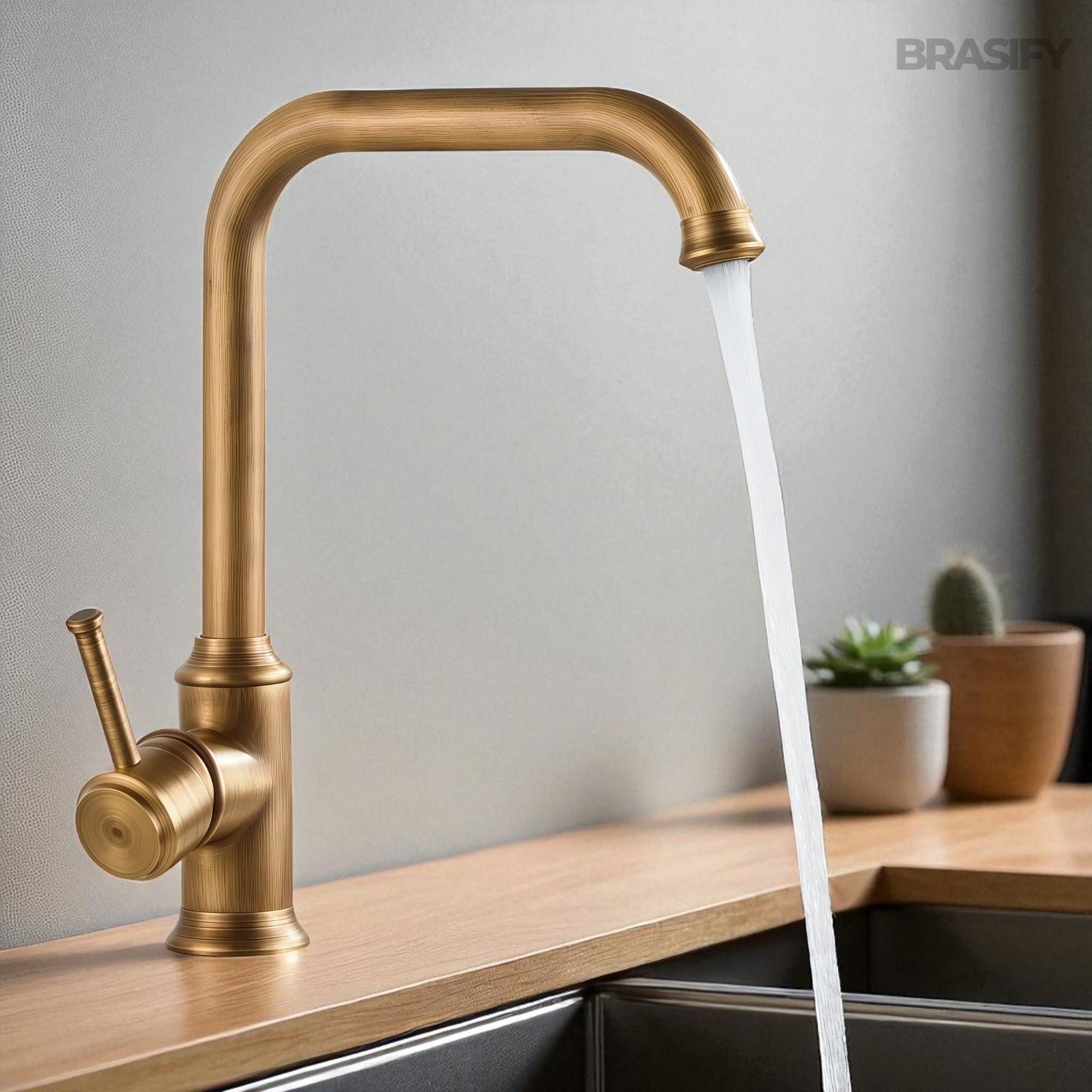 Antique Brass Kitchen Faucet , Solid Brass Vintage Style Sink Tap - Etsy