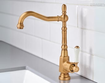 Antique Brass Faucet with Ceramic Handle - European Style Tap