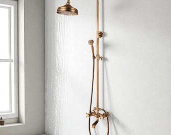 Outdoor-Indoor Brass Shower System, Rainfall Shower Faucet Set