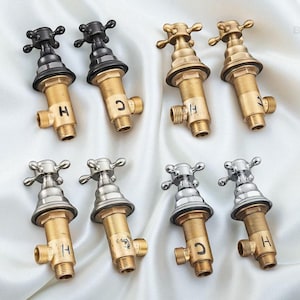 Brass Faucet Handles – 2 pcs Hot & Cold Mixer Valves for Bathroom, Indoor and Outdoor Shower System Handle