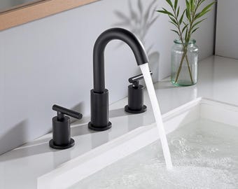 Bathroom WashBasin Sink Faucet , Solid Brass Dual Handles Bathtub Mixer Tap
