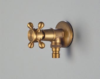 Antique Brass Bibcock Washing Machine Faucet , Outdoor Balcony Tap