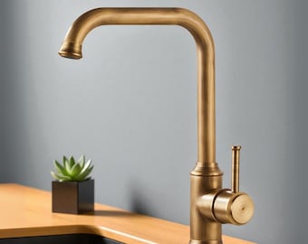 Antique Brass Kitchen Faucet , Solid Brass Vintage Style Sink Tap
