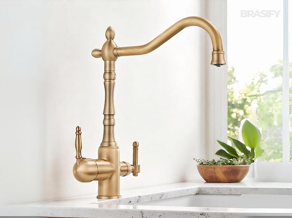 Purified Water Kitchen Faucet – Antique Brass Tap for Drinking & Daily Use