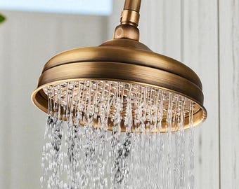 Cabezal de ducha tipo lluvia de latón, 8 pulgadas, para uso en interiores y exteriores