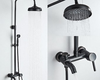 ORB Solid Brass Shower Faucet System , Bathroom Wall Mount Shower Set