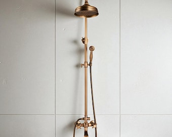 Outdoor-Indoor Brass Shower System, Rainfall Shower Faucet Set