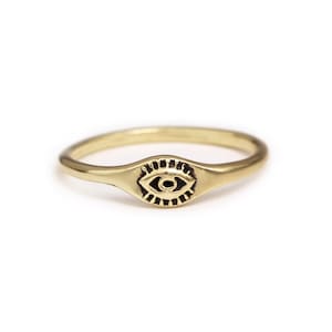Handmade Evil Eye Ring, Nature Ring, Signet Ring, Nature Jewelry, Sterling silver ring, Bronze Jewelry, 14K Gold Ring