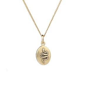 Handmade Snake Necklace, Oval Charm Necklace, Silver Jewelry, Bronze Jewelry