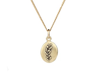 Handmade Olive Branch  Necklace, Botanical Necklace, Wildflower Necklace, Nature Jewelry, Silver Jewelry, Bronze Jewelry