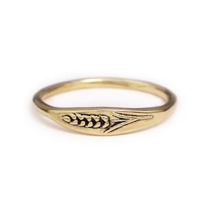 Handmade Wheat Ring, Nature Ring, Signet Ring, Nature Jewelry, Sterling silver ring, Bronze Jewelry, 14K Gold Ring